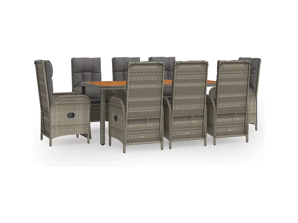 Addison  9-delige Tuinset met kussens poly rattan grijs