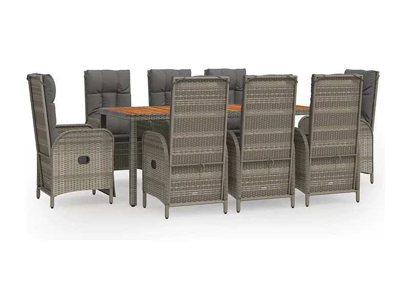 Addison  9-delige Tuinset met kussens poly rattan grijs