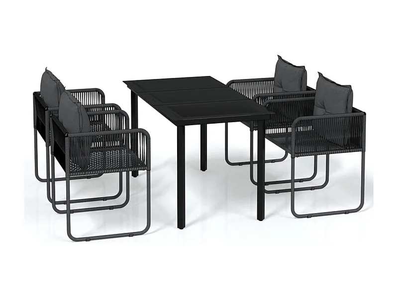 Scandicci  Ensemble à manger de jardin 5 pcs Noir