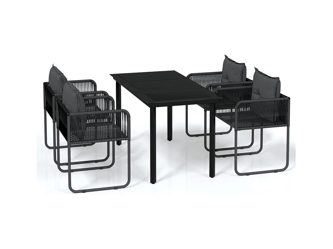 Scandicci  Ensemble à manger de jardin 5 pcs Noir