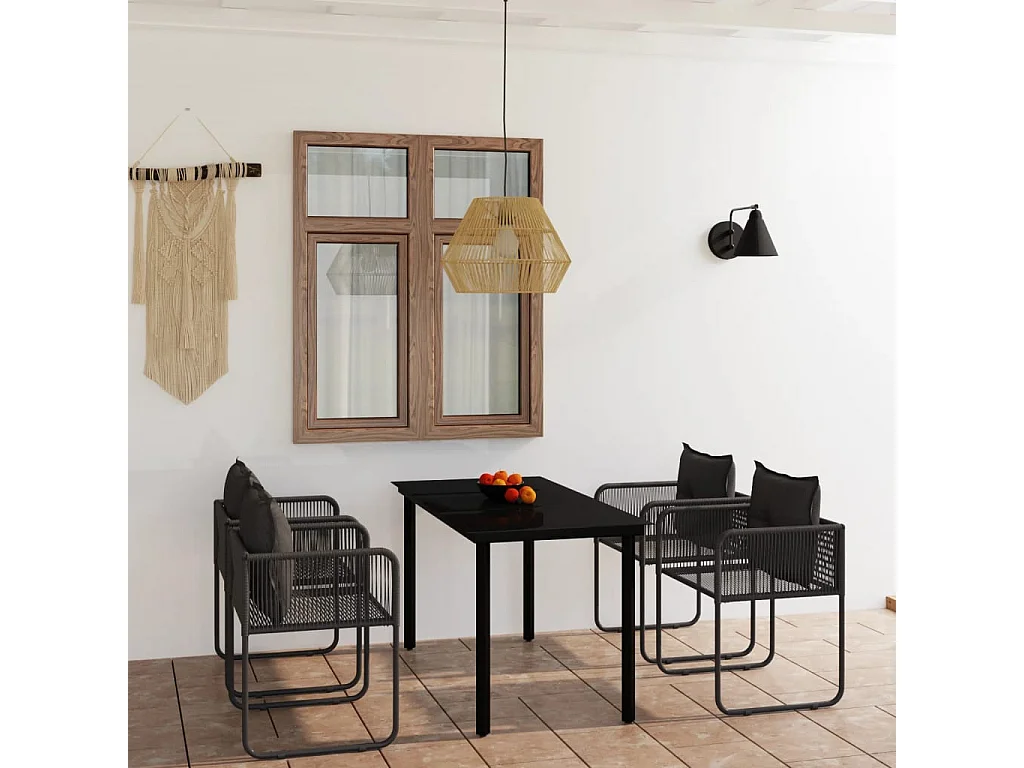 Scandicci  Ensemble à manger de jardin 5 pcs Noir