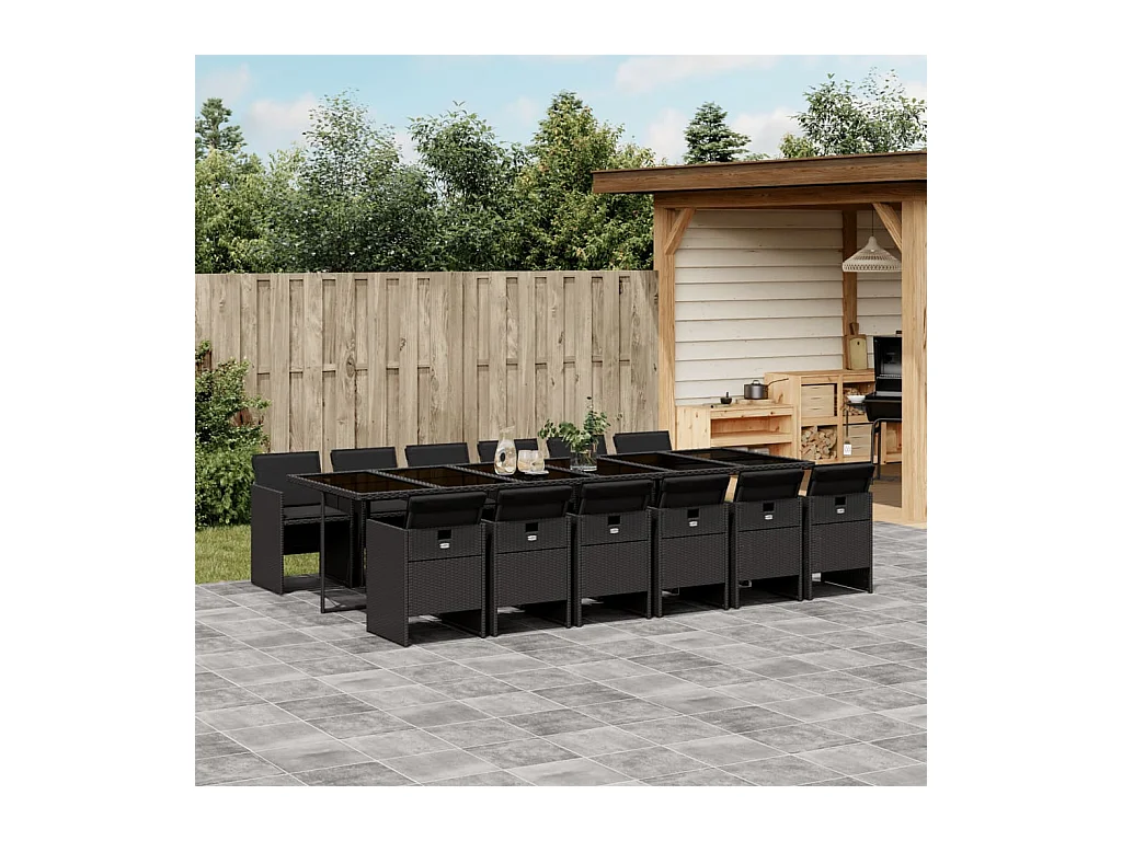Jesse  13-delige Tuinset met kussens poly rattan zwart