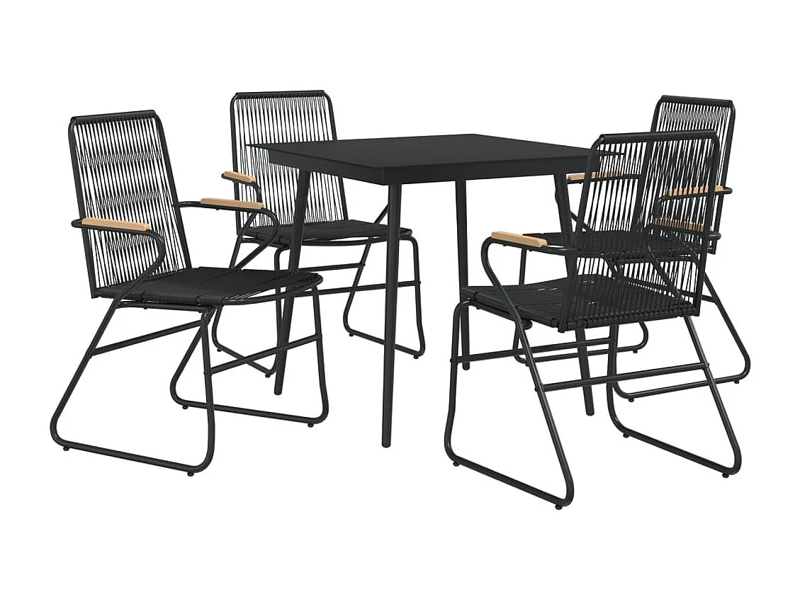 Orelira  Ensemble à manger de jardin 5 pcs Noir Rotin PVC