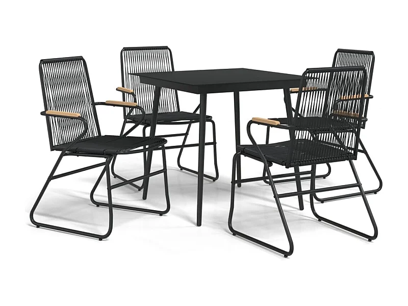 Orelira  Juego de comedor de jardín 5 piezas ratán PVC negro