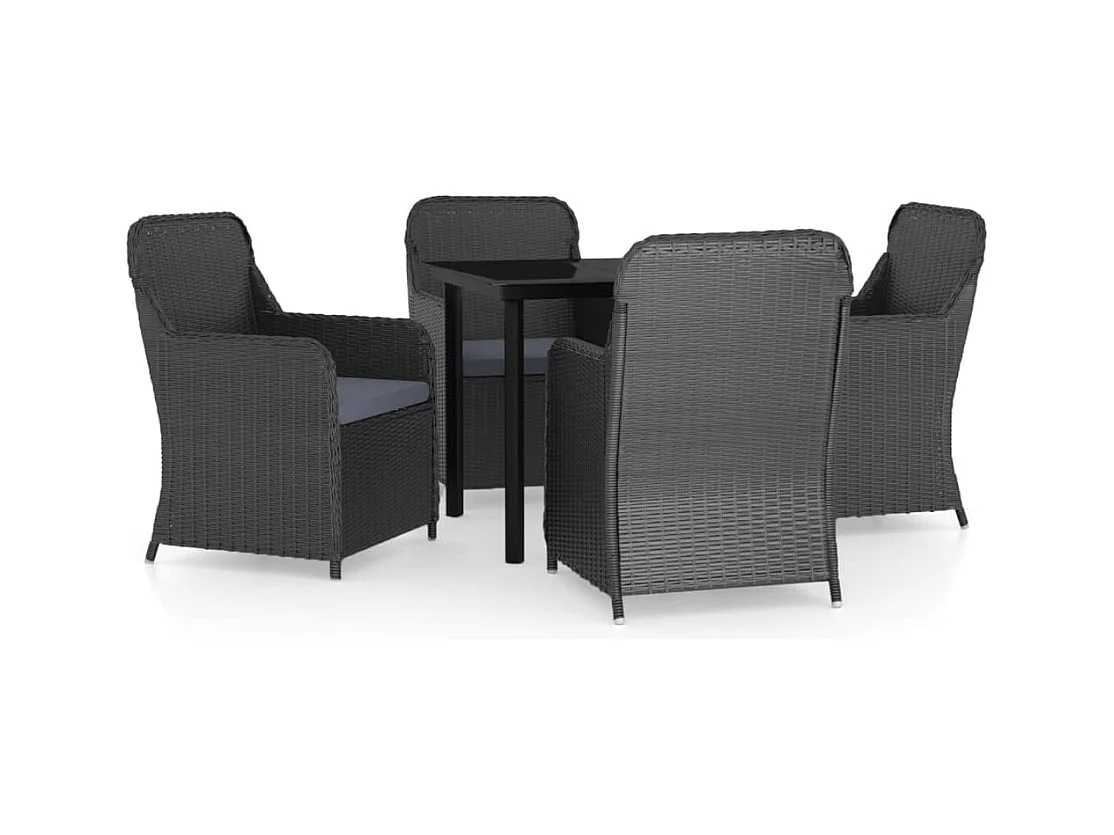 Bergeijk  Ensemble à manger de jardin avec coussins 5 pcs Noir