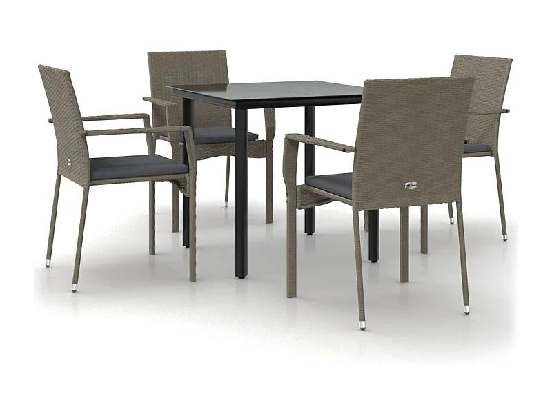 Karl Mason  Ensemble à manger de jardin coussins 5 pcs noir et gris