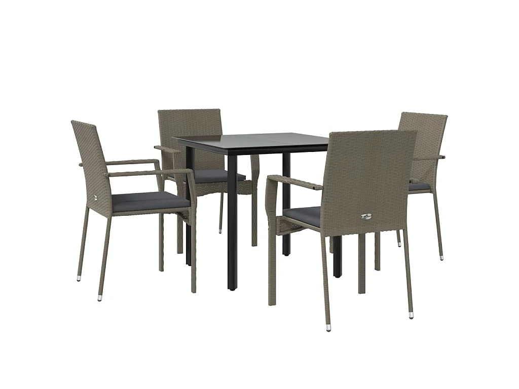 Karl Mason  Ensemble à manger de jardin coussins 5 pcs noir et gris