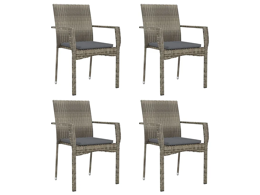 Karl Mason  Ensemble à manger de jardin coussins 5 pcs noir et gris