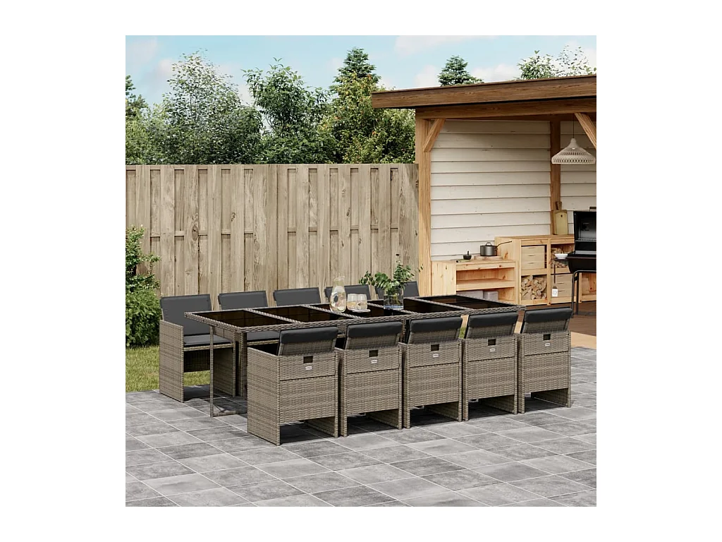 Jesse  11-delige Tuinset met kussens poly rattan grijs