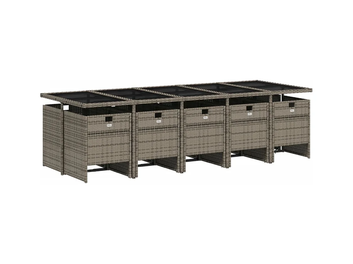 Jesse  11-delige Tuinset met kussens poly rattan grijs