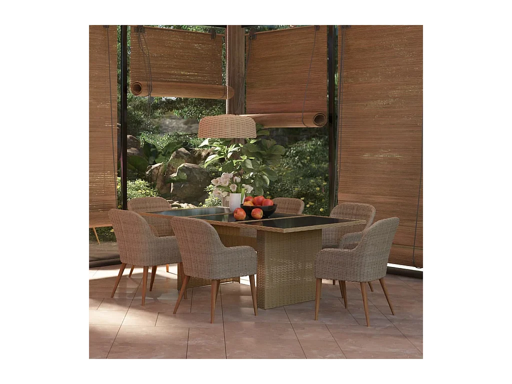 Garden Furniture -  7-delige Tuinset poly rattan bruin