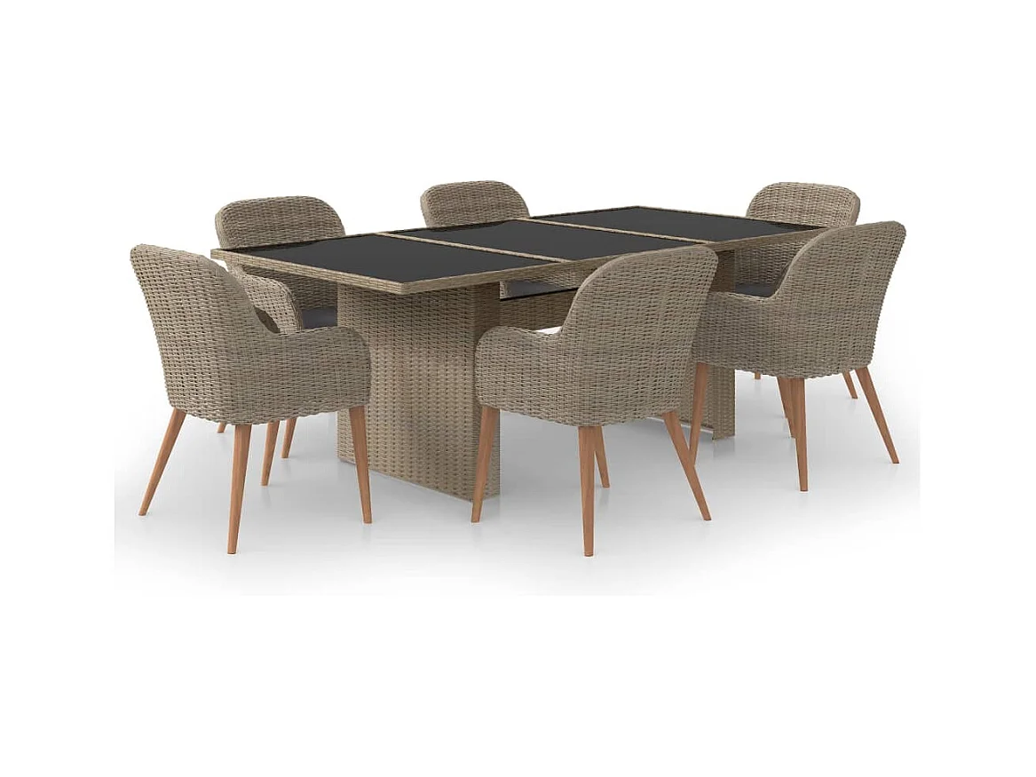 Garden Furniture -  7-delige Tuinset poly rattan bruin