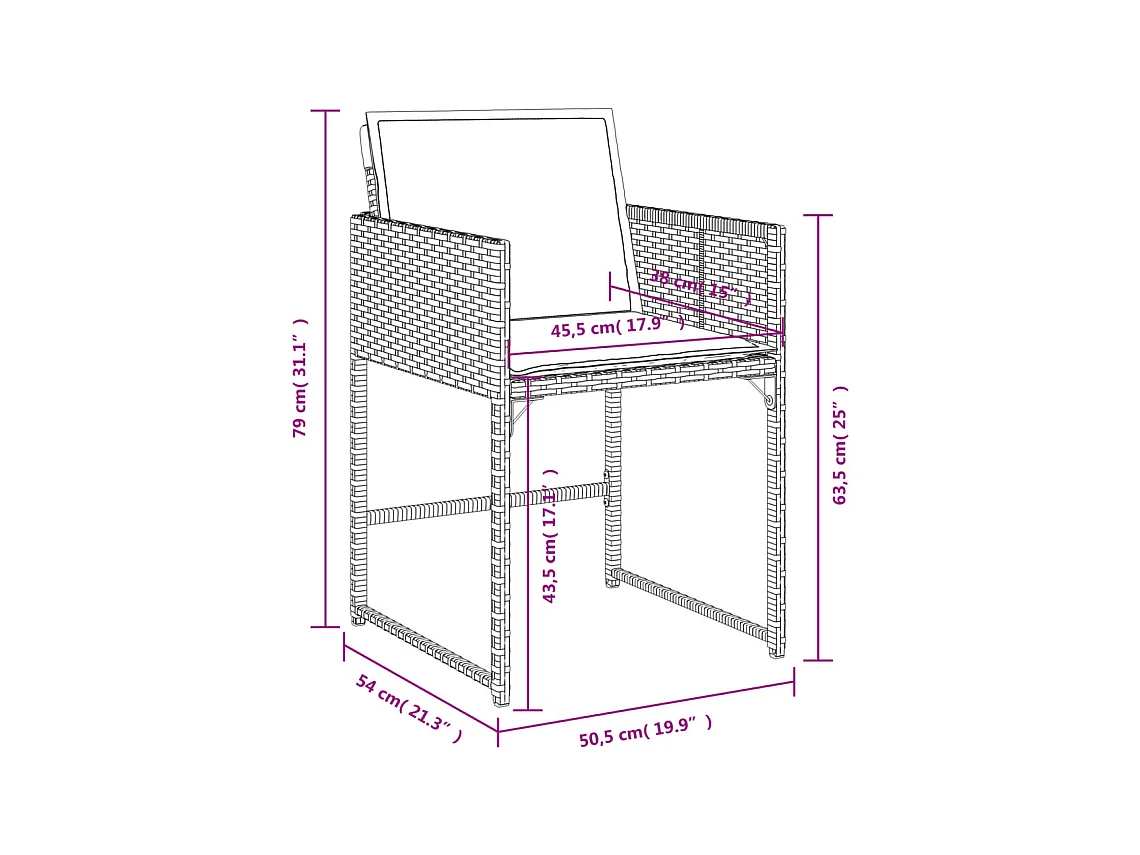 Sener  Ensemble à manger de jardin 5 pcs coussins gris résine tressée