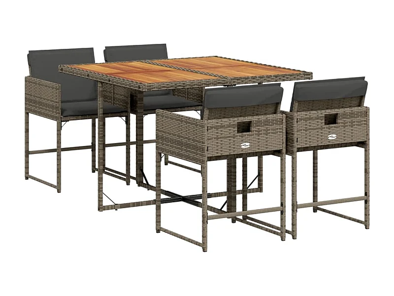 Sener  Set comedor de jardín 5 piezas con cojines ratán sintético gris