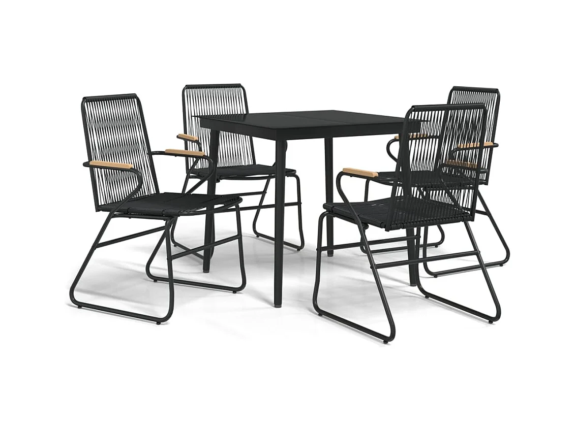 Ayisha  Ensemble à manger de jardin 5 pcs Noir Rotin PVC