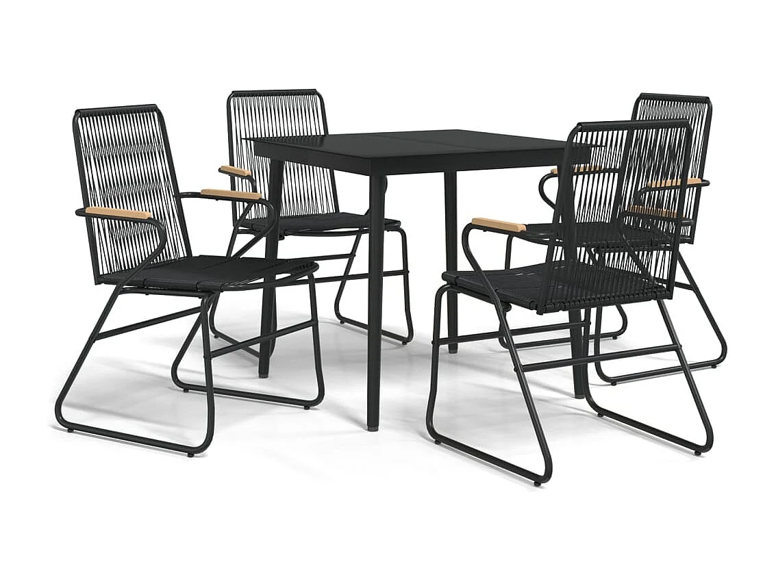 Ayisha  Juego de comedor de jardín 5 piezas ratán PVC negro