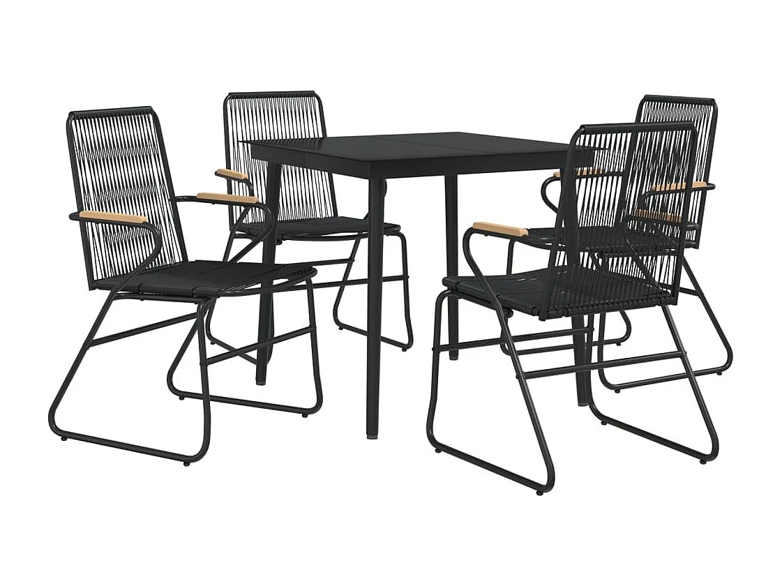 Ayisha  Juego de comedor de jardín 5 piezas ratán PVC negro