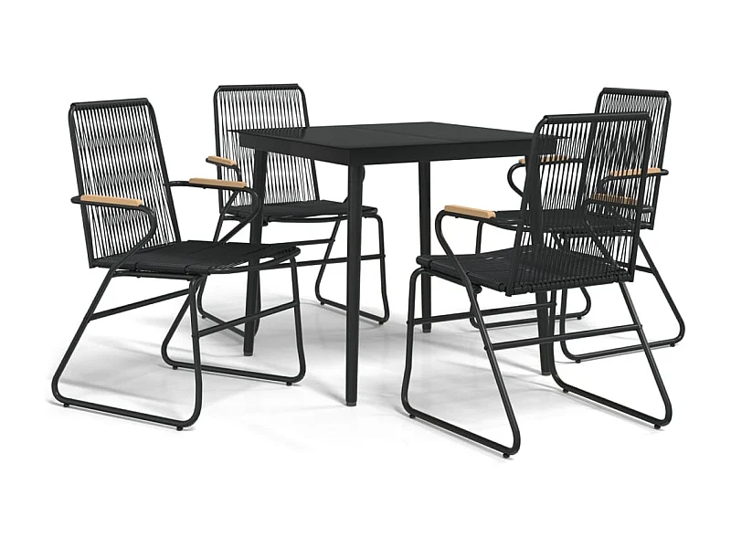 Ayisha  Juego de comedor de jardín 5 piezas ratán PVC negro