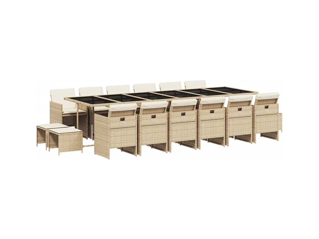 Bonno  Ensemble à manger de jardin et coussins 17 pcs beige