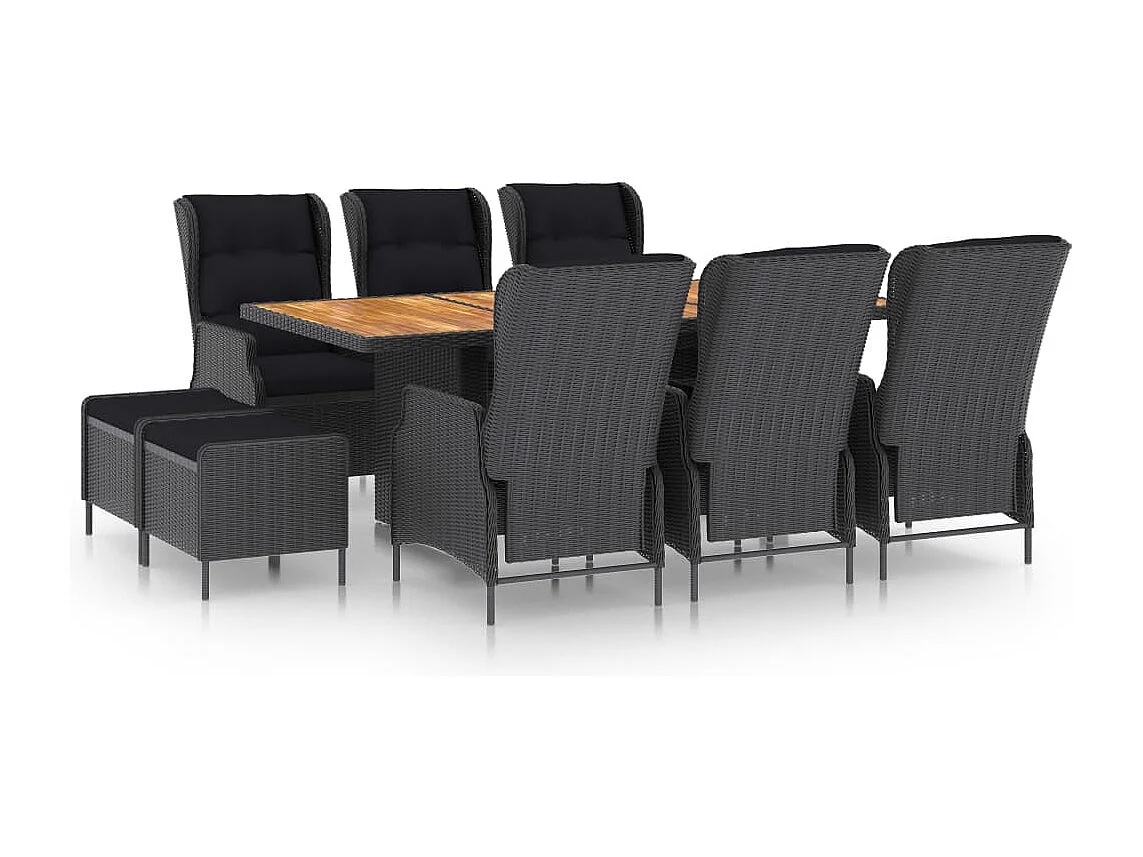 Jarek  Ensemble à manger d'extérieur 9 pcs et coussins résine tressée