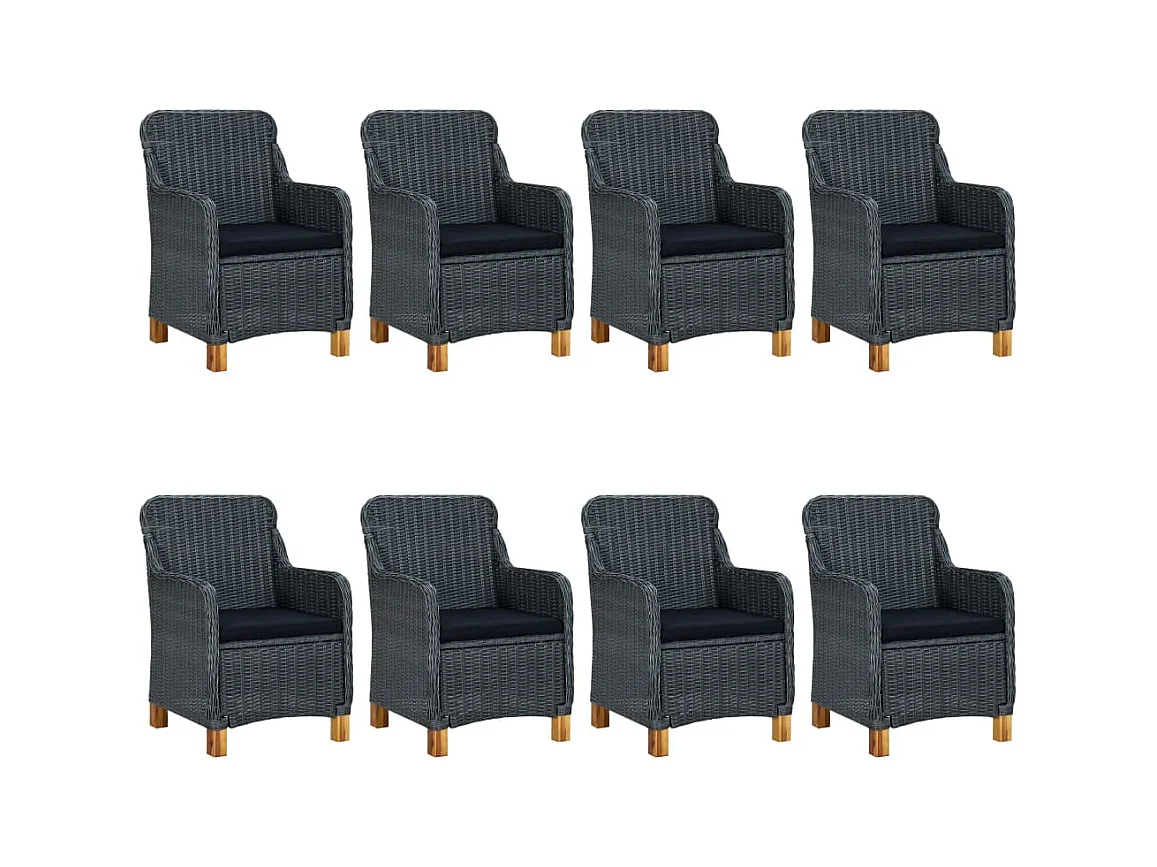 Horsham  Set comedor jardín 9 pzas cojines ratán sintético gris oscuro