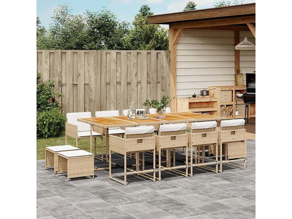 Kirkland  13-delige Tuinset met kussens poly rattan beige