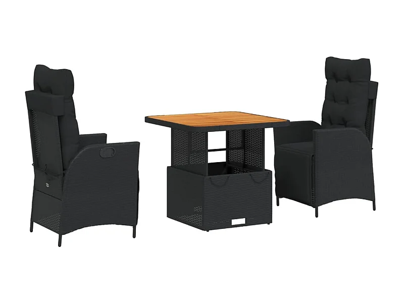 Sandviken  3-delige Tuinset met kussens poly rattan zwart