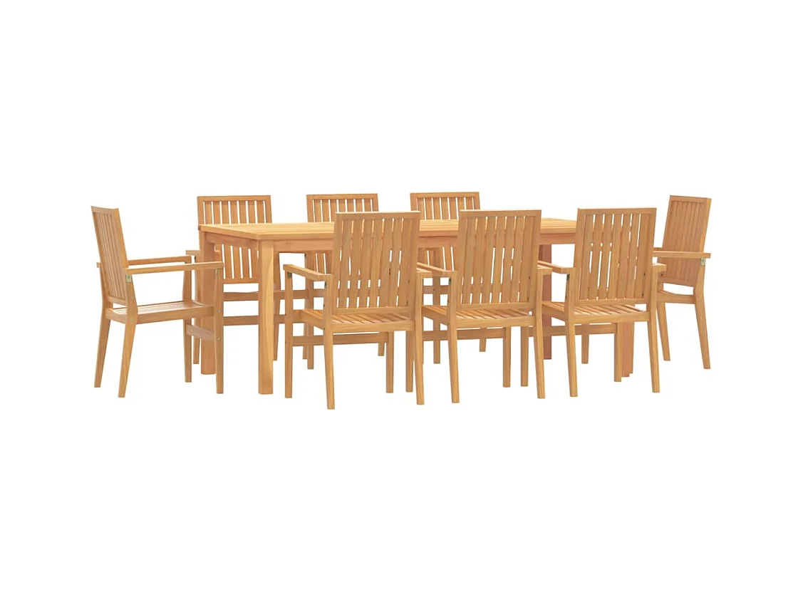 Garden Furniture -  9-delige Tuinset massief teakhout
