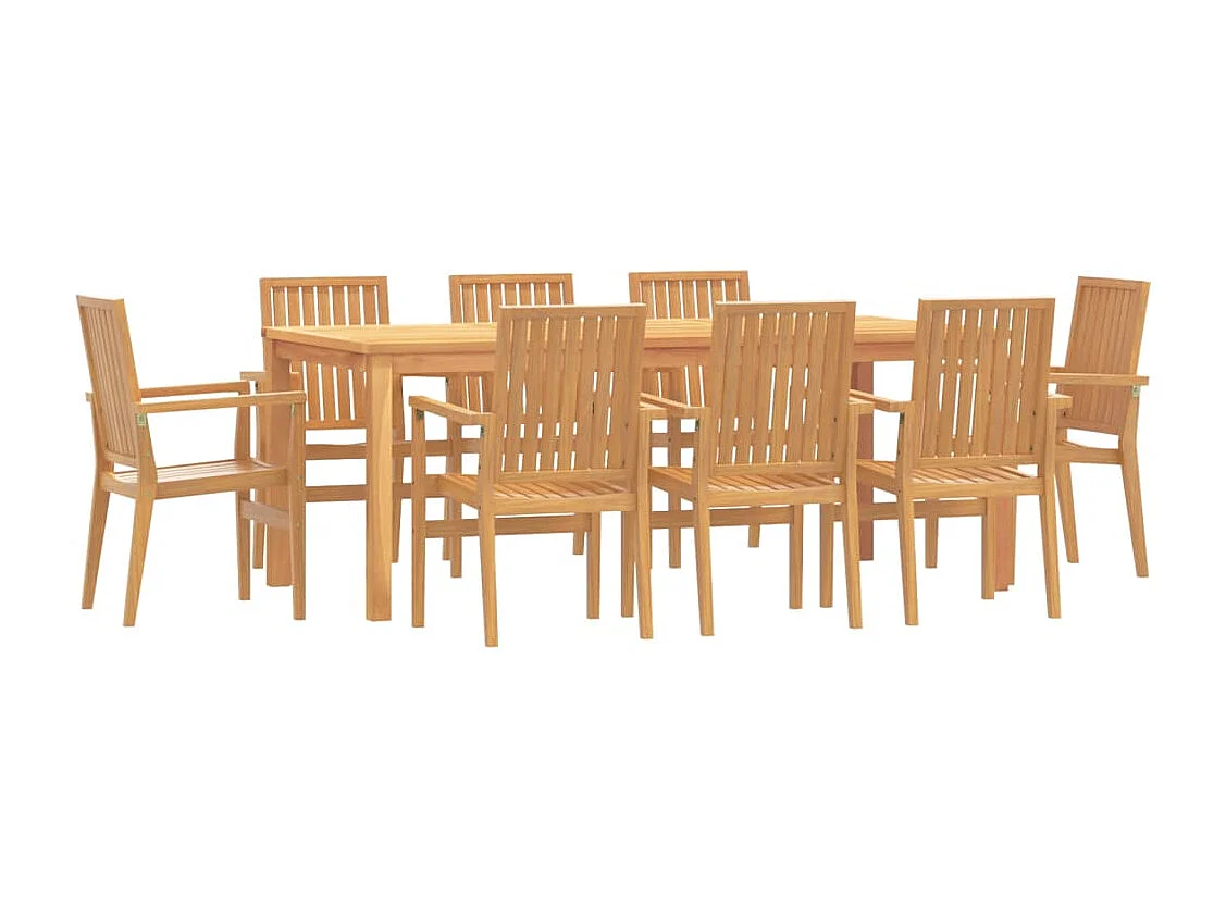 Garden Furniture -  Ensemble à manger de jardin 9 pcs Bois de teck solide