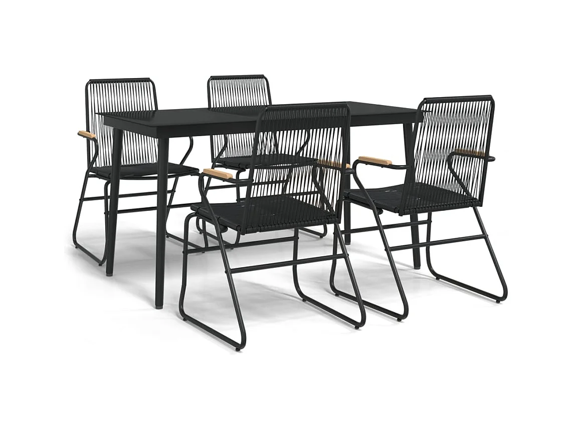 Ayisha  Ensemble à manger de jardin 5 pcs Noir Rotin PVC