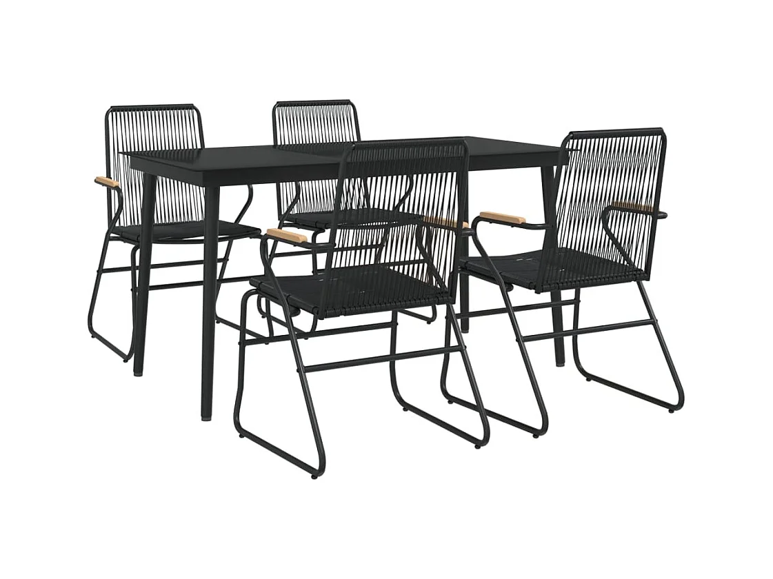 Ayisha  Ensemble à manger de jardin 5 pcs Noir Rotin PVC