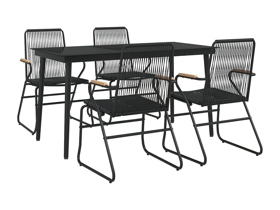 Ayisha  5-delige Tuinset PVC-rattan zwart