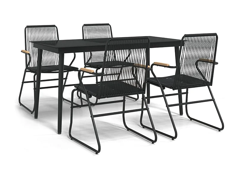 Ayisha  5-delige Tuinset PVC-rattan zwart