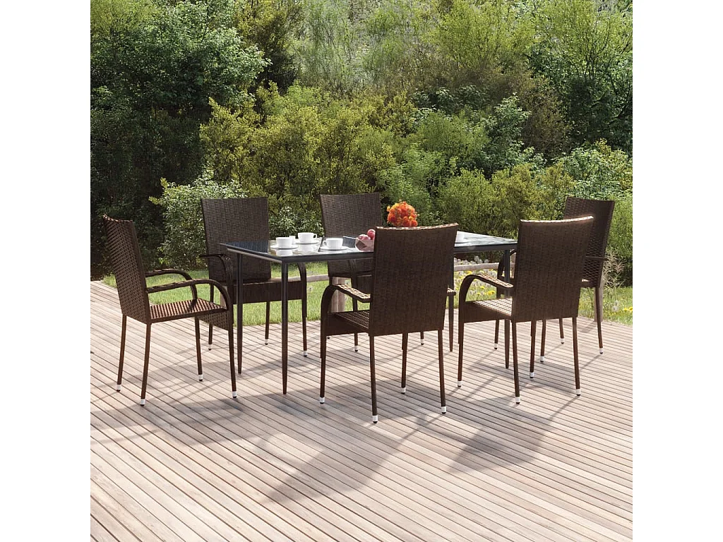 Boiling Springs  7-delige Tuinset poly rattan bruin