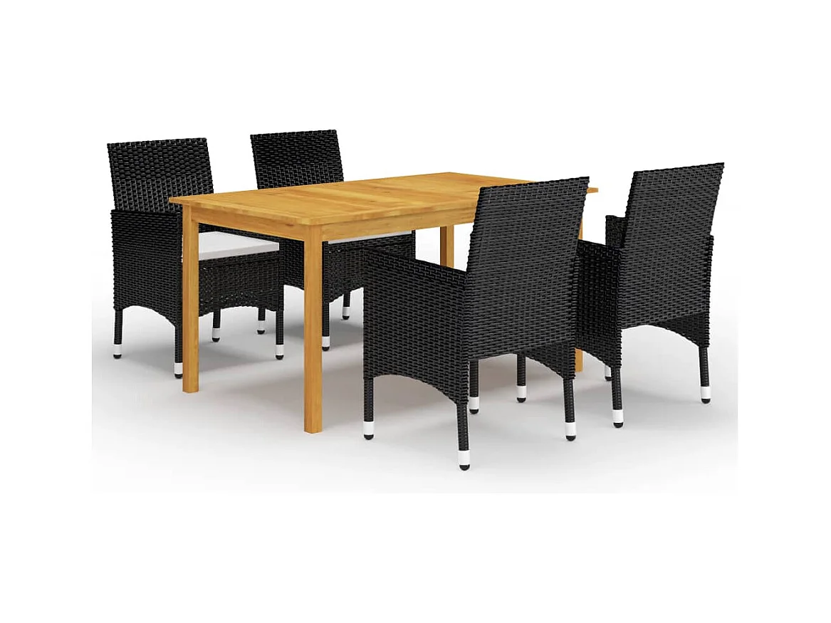 Fyndal  Juego de comedor para jardín de 5 piezas negro