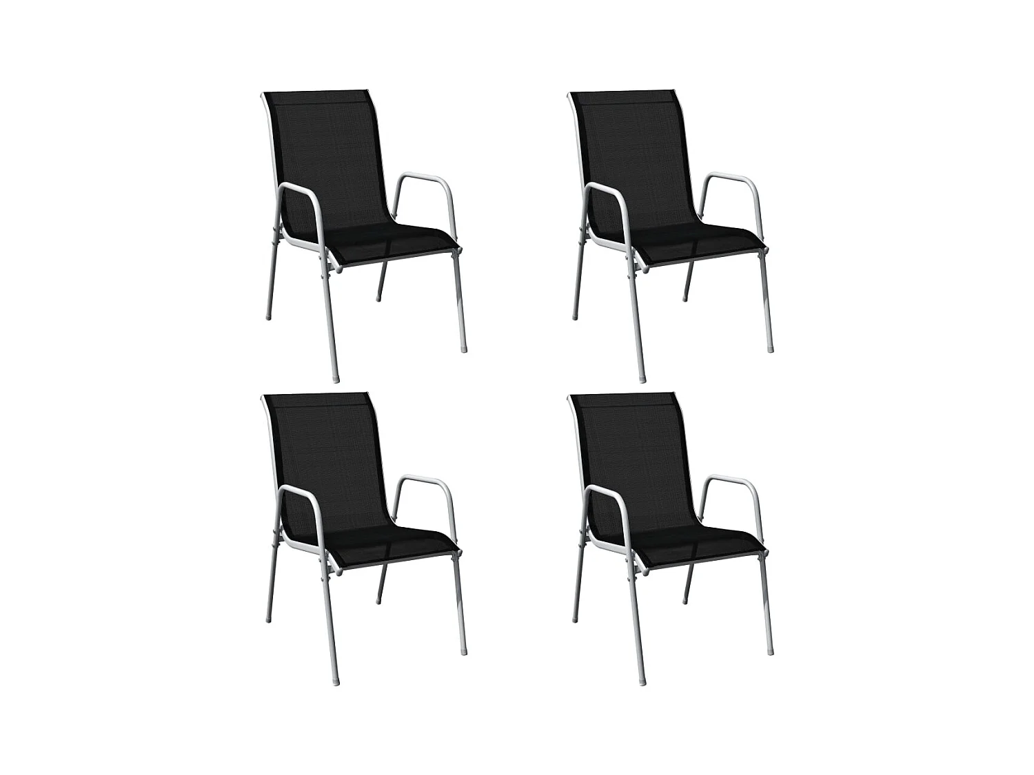 Garden Furniture -  Juego de comedor de jardín 5 piezas de acero negro