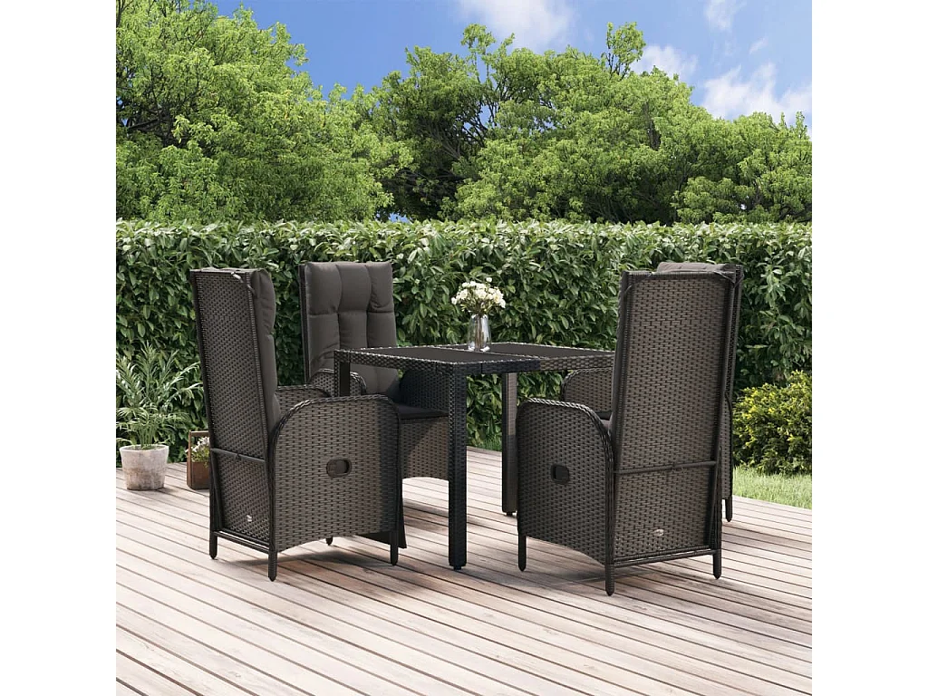 Prolenta Premium -  Set de muebles jardín 5 pzas con cojines ratán sintético negro