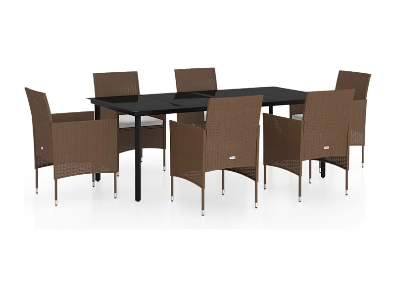 Hillsboro  7-delige Tuinset met kussens bruin en zwart