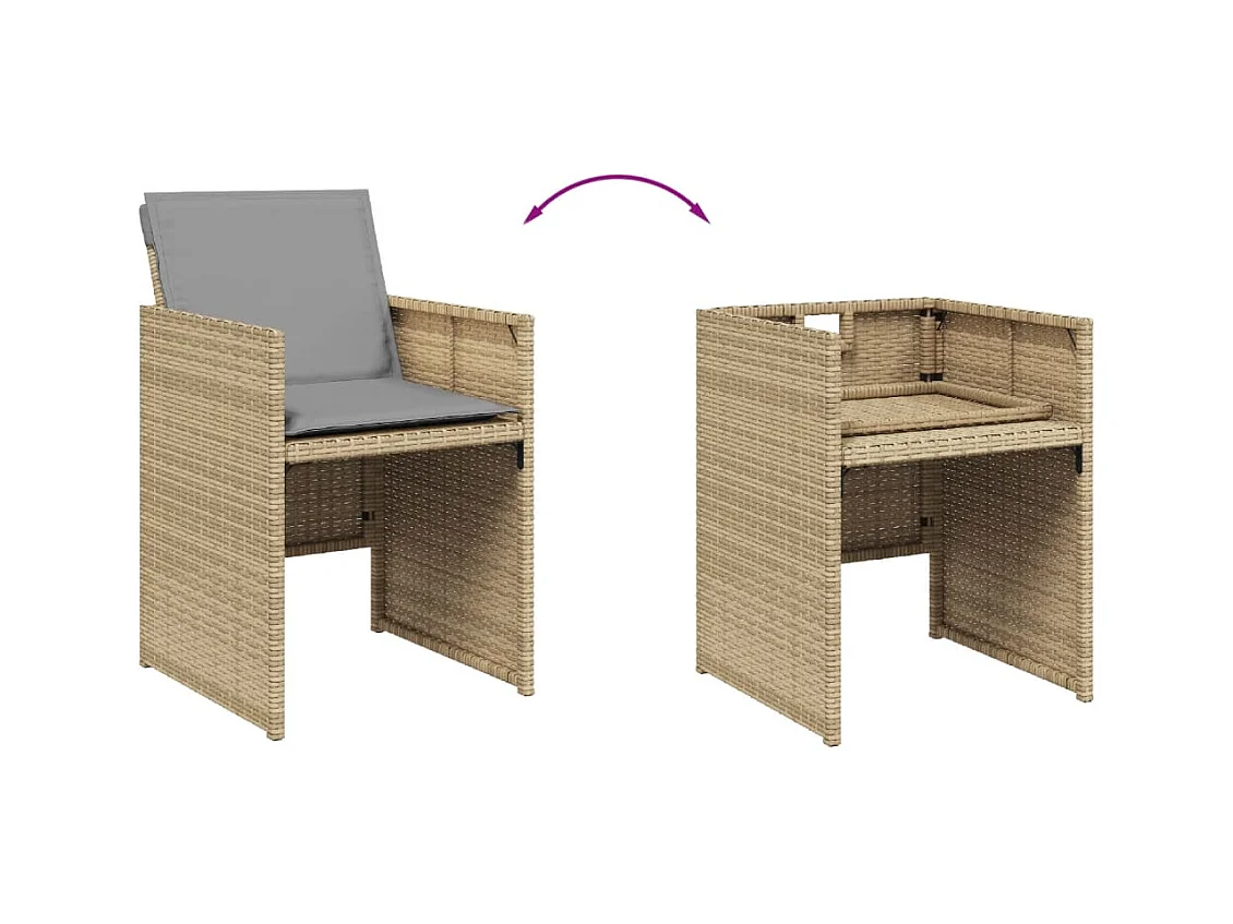 Jeroen  9-delige Tuinset met kussens poly rattan gemengd beige