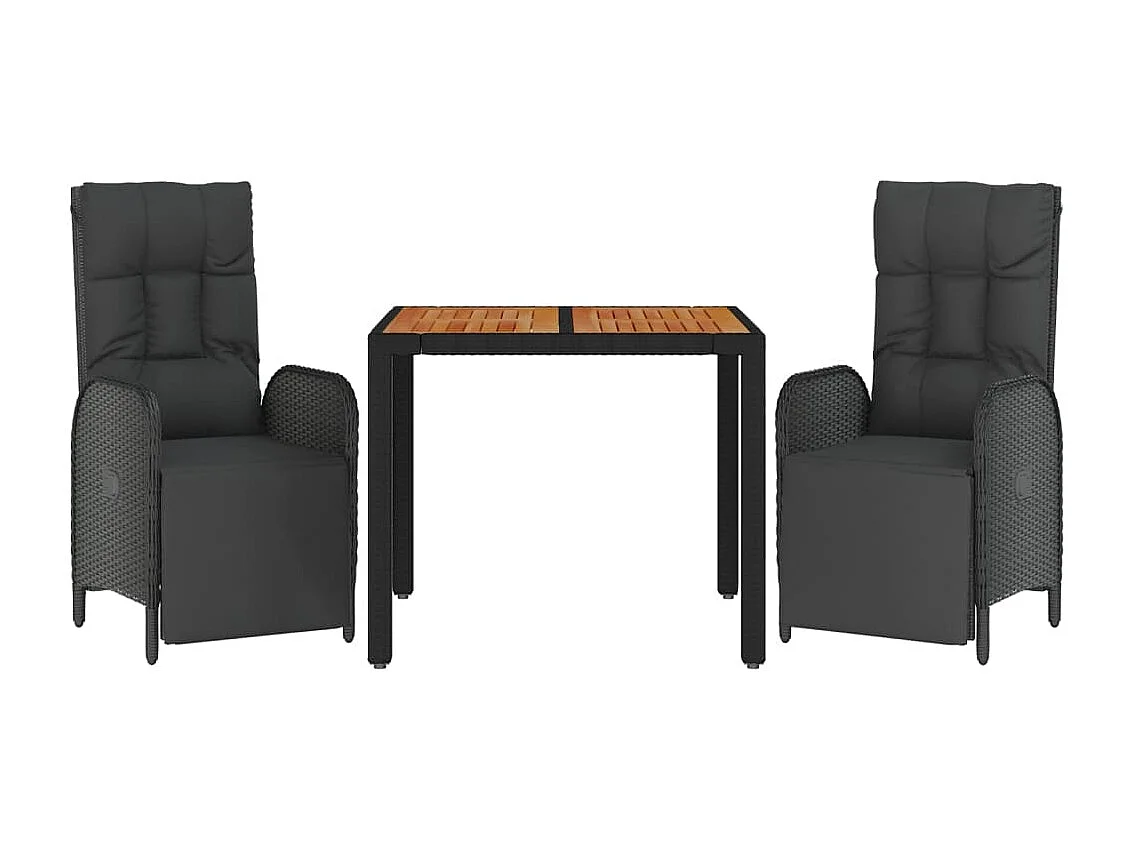 Afragola  3-delige Tuinset met kussens poly rattan zwart