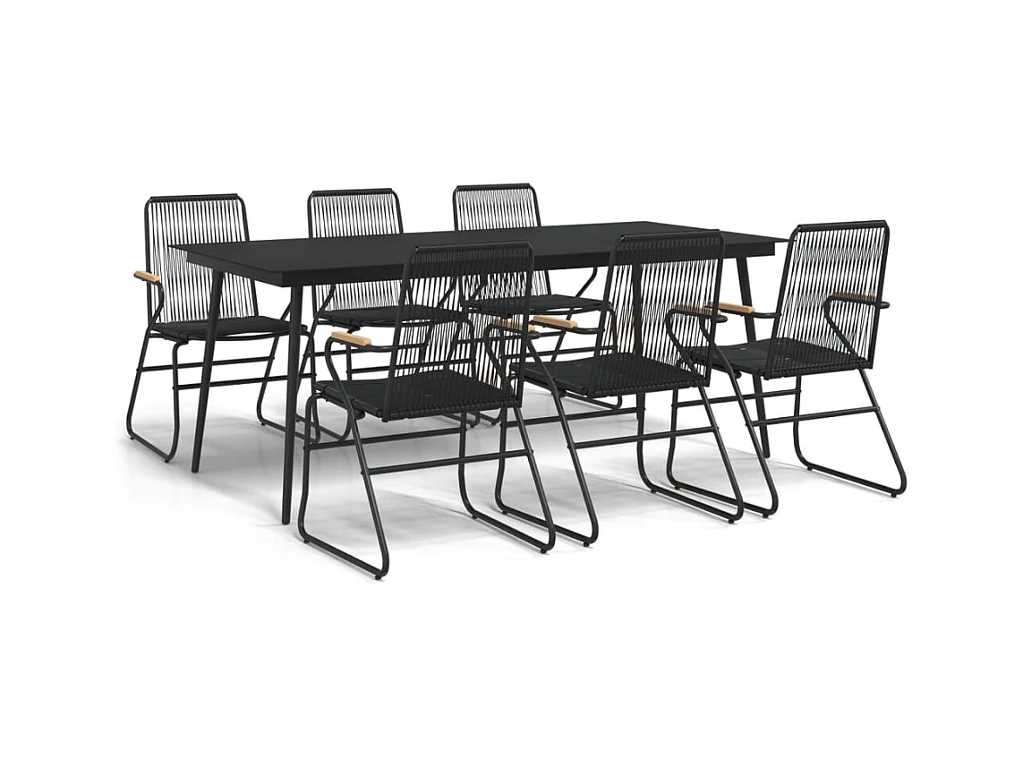 Torgil  7-delige Tuinset PVC-rattan zwart