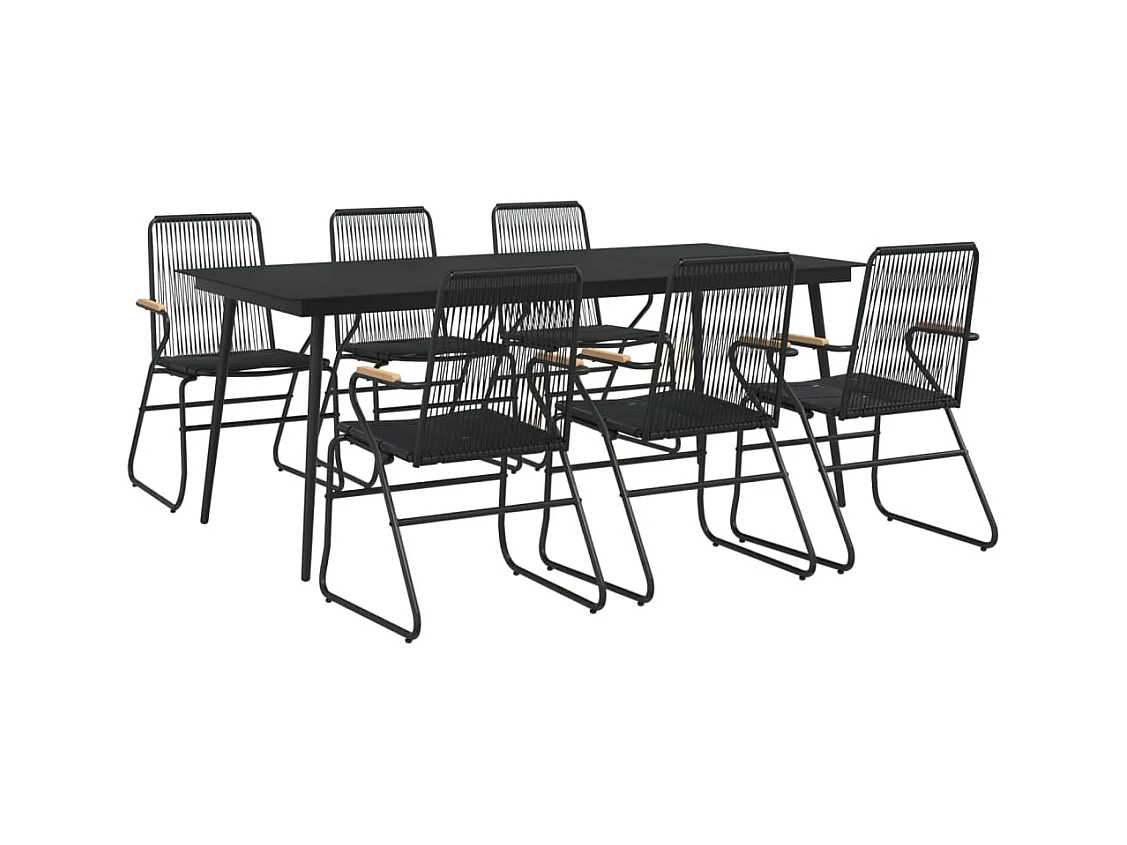 Torgil  7-delige Tuinset PVC-rattan zwart