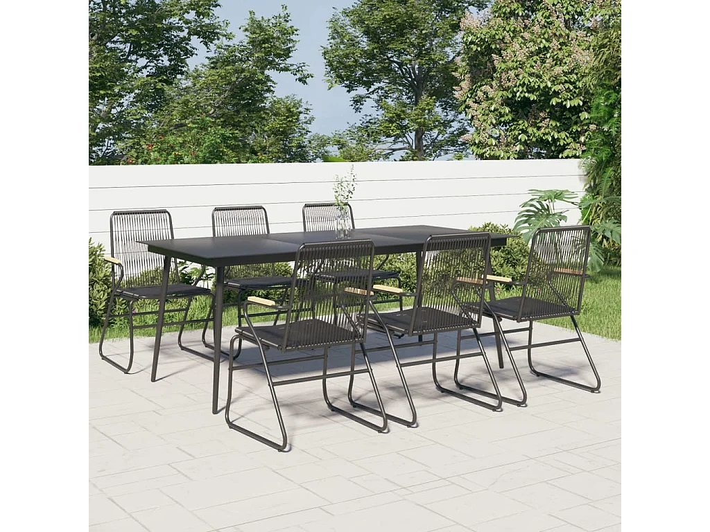 Torgil  7-delige Tuinset PVC-rattan zwart