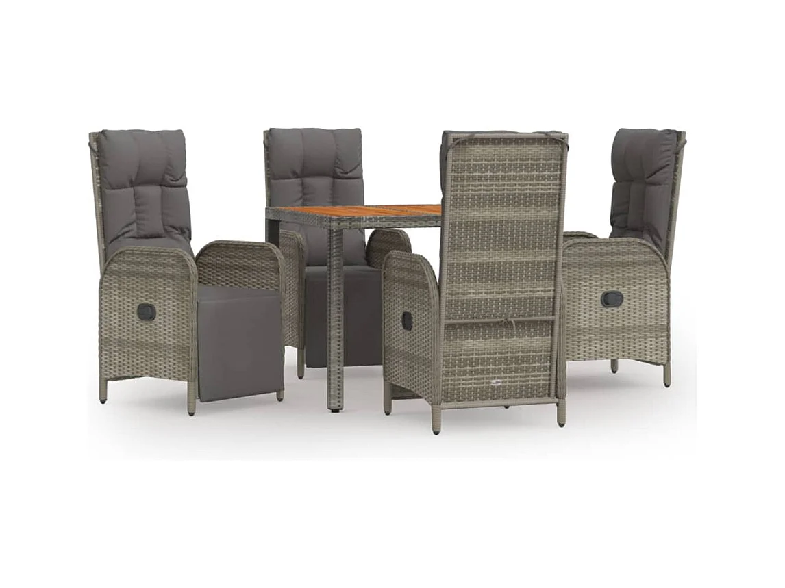 Addison  Ensemble à manger de jardin 5 pcs coussins gris résine tressée