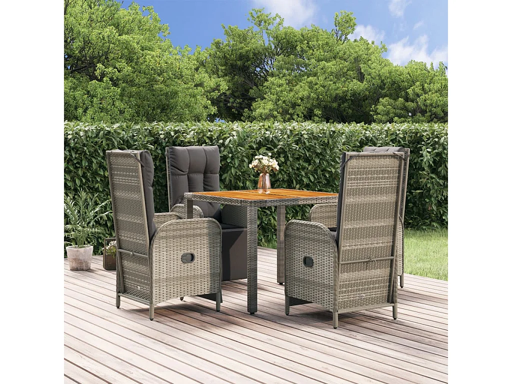 Addison  Ensemble à manger de jardin 5 pcs coussins gris résine tressée