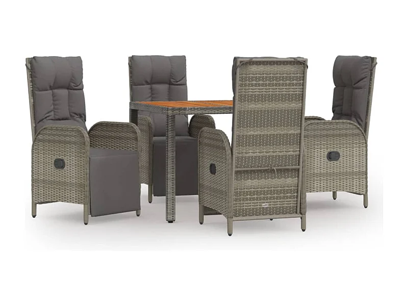 Addison  Ensemble à manger de jardin 5 pcs coussins gris résine tressée