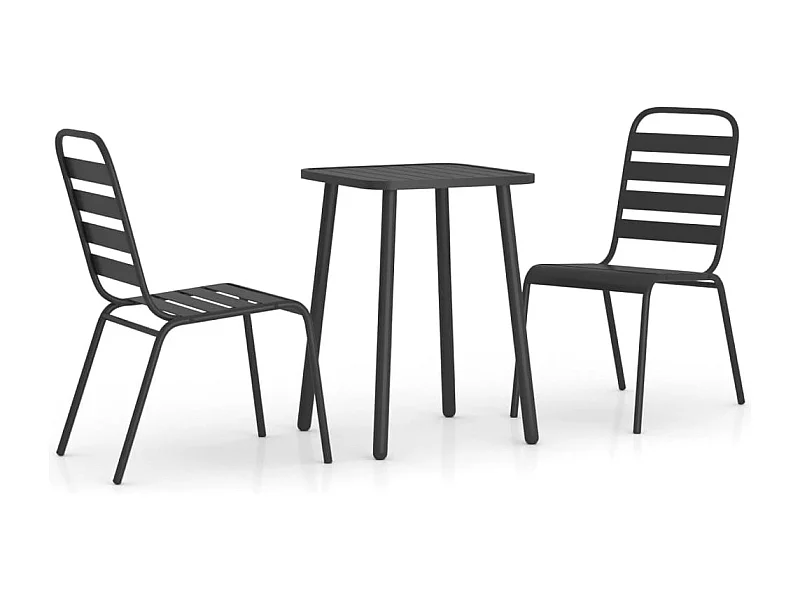 Adrien-Claude  Ensemble à manger de jardin 3 pcs anthracite acier