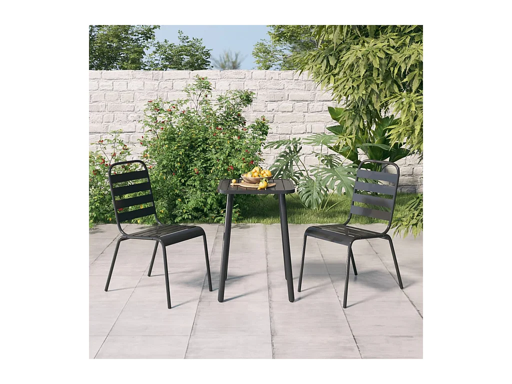 Adrien-Claude  Ensemble à manger de jardin 3 pcs anthracite acier