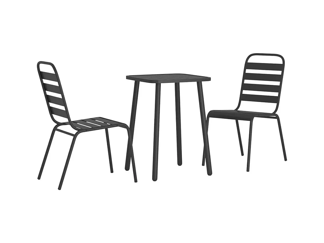 Adrien-Claude  Ensemble à manger de jardin 3 pcs anthracite acier