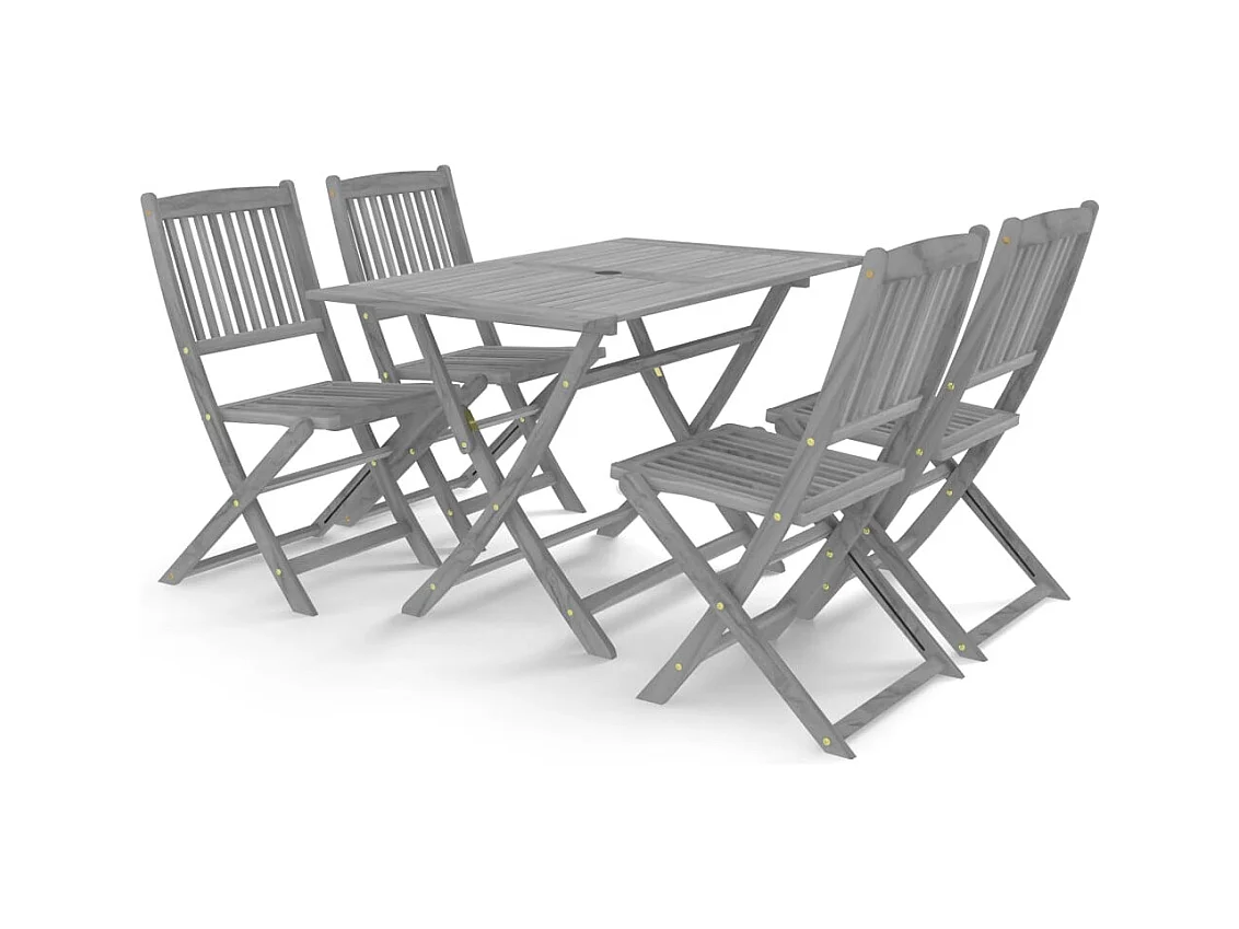 Warrington  Ensemble à manger de jardin 5 pcs Bois d'acacia massif Gris